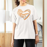 San Francisco T Shirt For Women SF Leopard Heart US State Baseball Fan Team Spirit