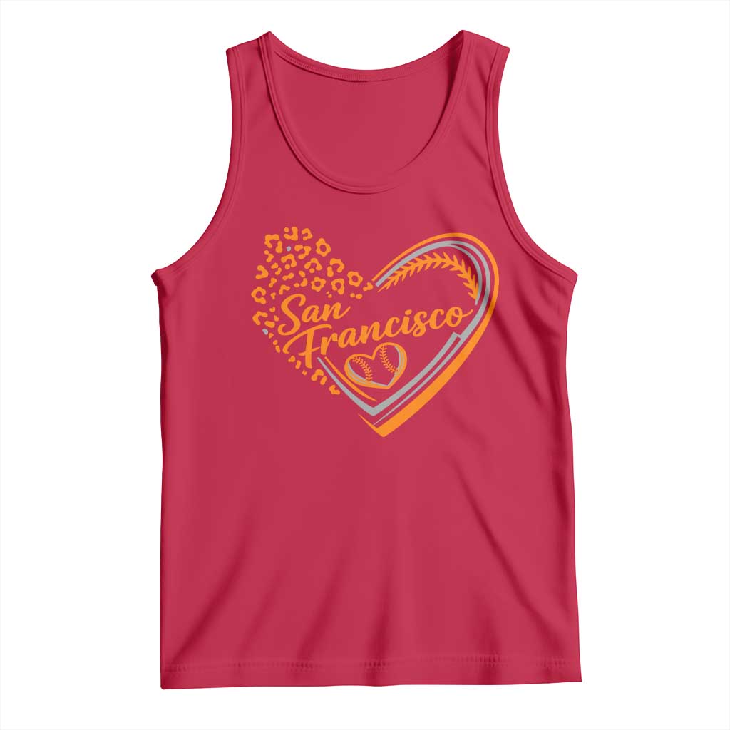 San Francisco Tank Top SF Leopard Heart US State Baseball Fan Team Spirit