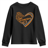 San Francisco Youth Sweatshirt SF Leopard Heart US State Baseball Fan Team Spirit