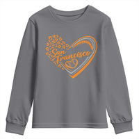 San Francisco Youth Sweatshirt SF Leopard Heart US State Baseball Fan Team Spirit
