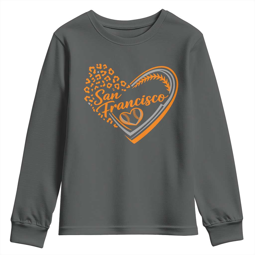 San Francisco Youth Sweatshirt SF Leopard Heart US State Baseball Fan Team Spirit