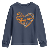 San Francisco Youth Sweatshirt SF Leopard Heart US State Baseball Fan Team Spirit