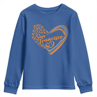 San Francisco Youth Sweatshirt SF Leopard Heart US State Baseball Fan Team Spirit