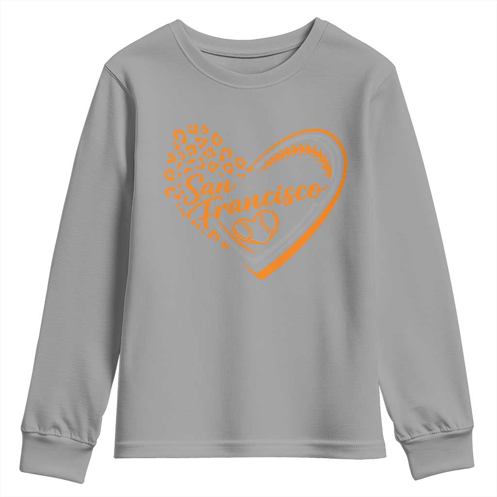 San Francisco Youth Sweatshirt SF Leopard Heart US State Baseball Fan Team Spirit