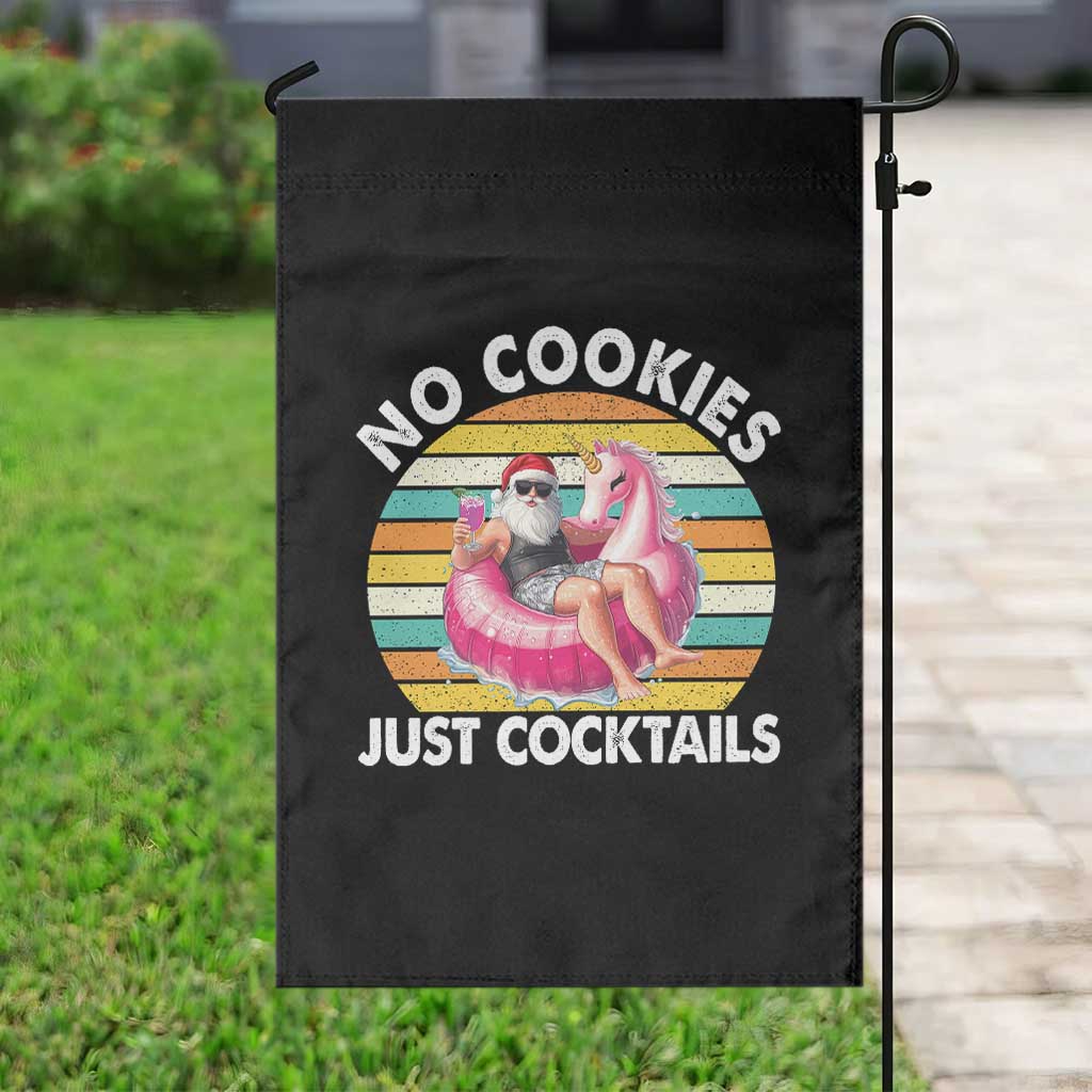Santa Christmas In July Garden Flag No Cookies Just Cocktails Flamingo Summer Beach Hawaii - Wonder Print Shop