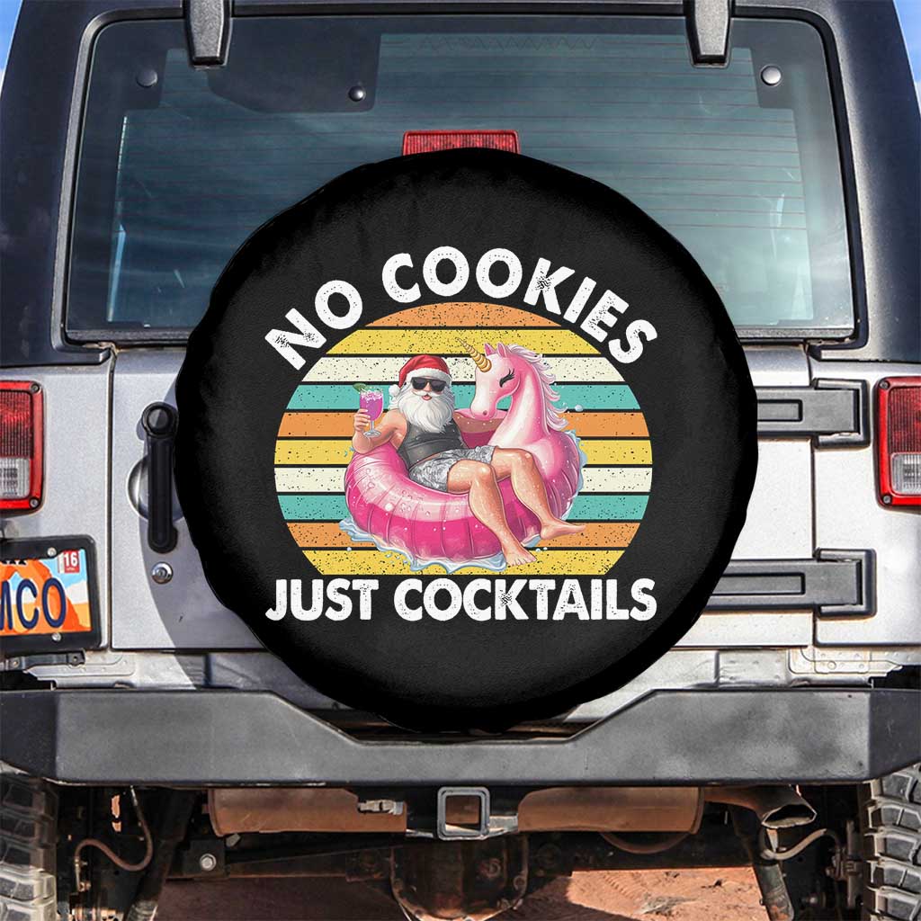 Santa Christmas In July Spare Tire Cover No Cookies Just Cocktails Flamingo Summer Beach Hawaii - Wonder Print Shop