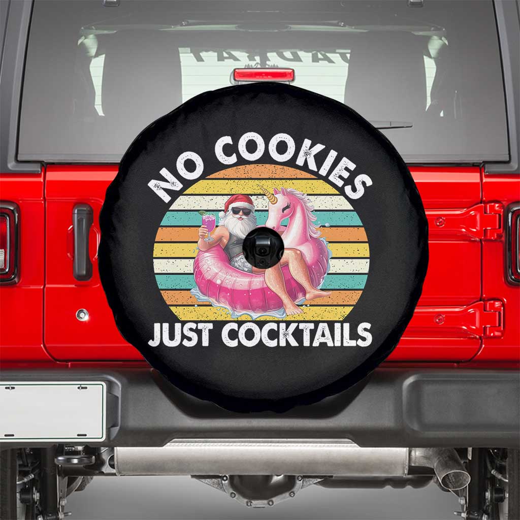 Santa Christmas In July Spare Tire Cover No Cookies Just Cocktails Flamingo Summer Beach Hawaii - Wonder Print Shop