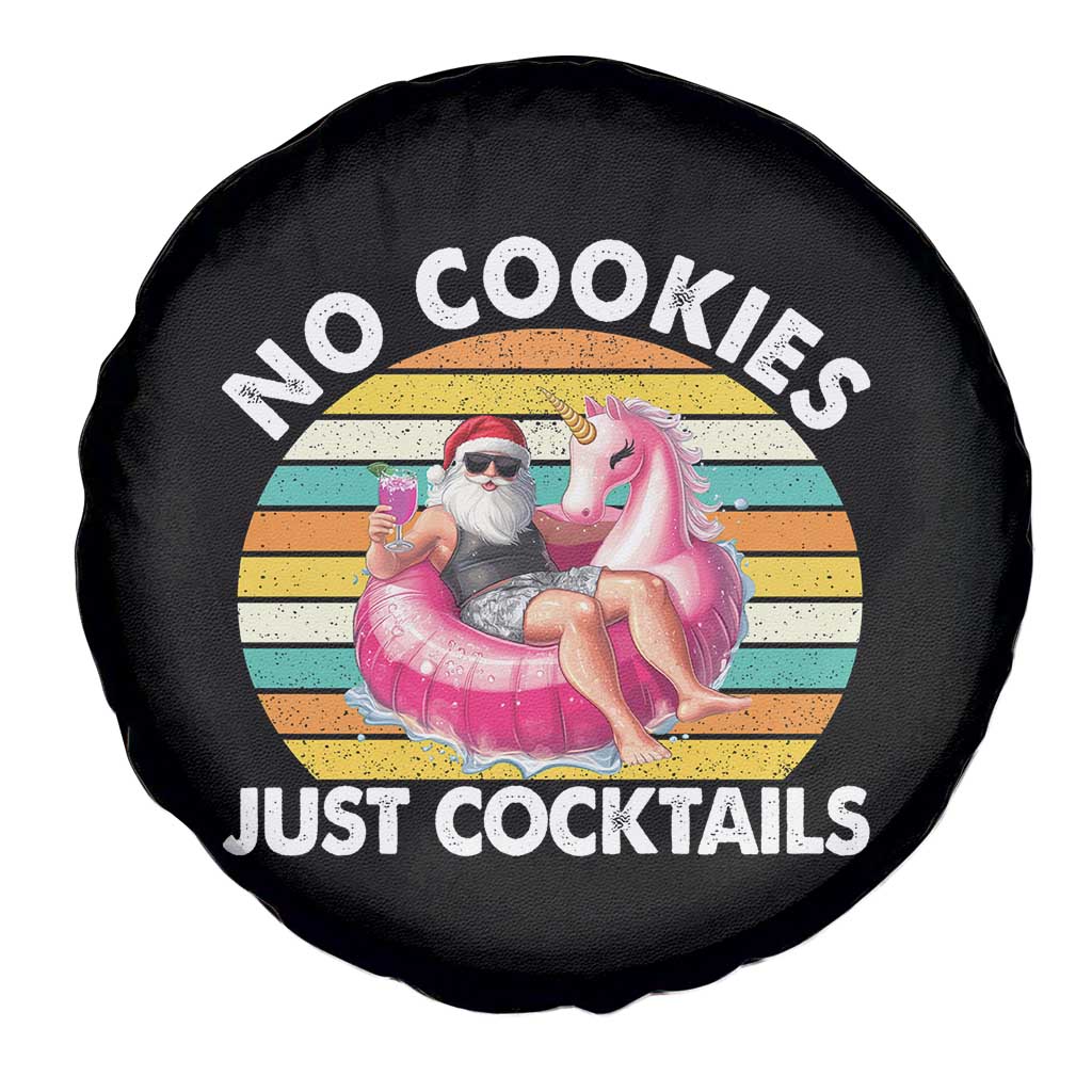 Santa Christmas In July Spare Tire Cover No Cookies Just Cocktails Flamingo Summer Beach Hawaii - Wonder Print Shop