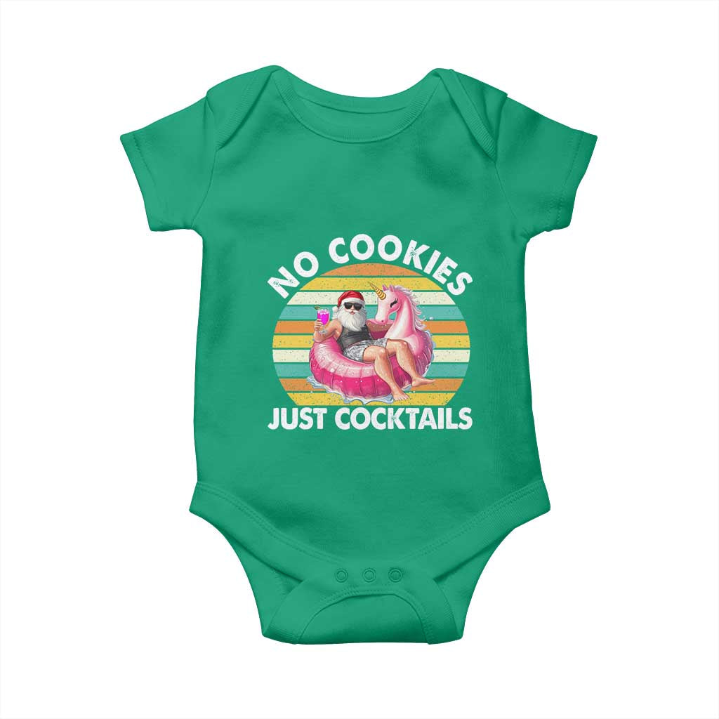 Santa Christmas In July Baby Onesie No Cookies Just Cocktails Flamingo Summer Beach Hawaii - Wonder Print Shop