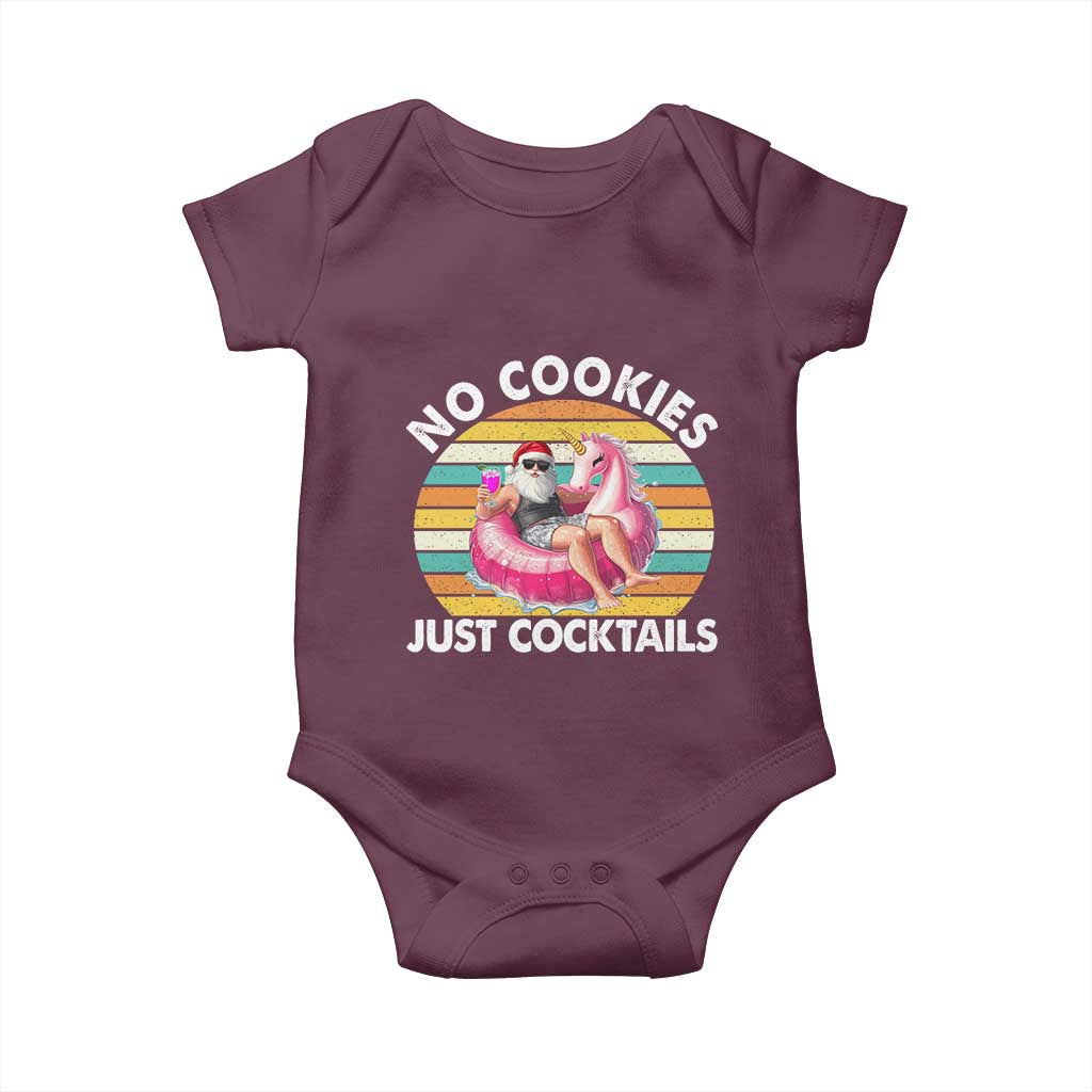 Santa Christmas In July Baby Onesie No Cookies Just Cocktails Flamingo Summer Beach Hawaii - Wonder Print Shop