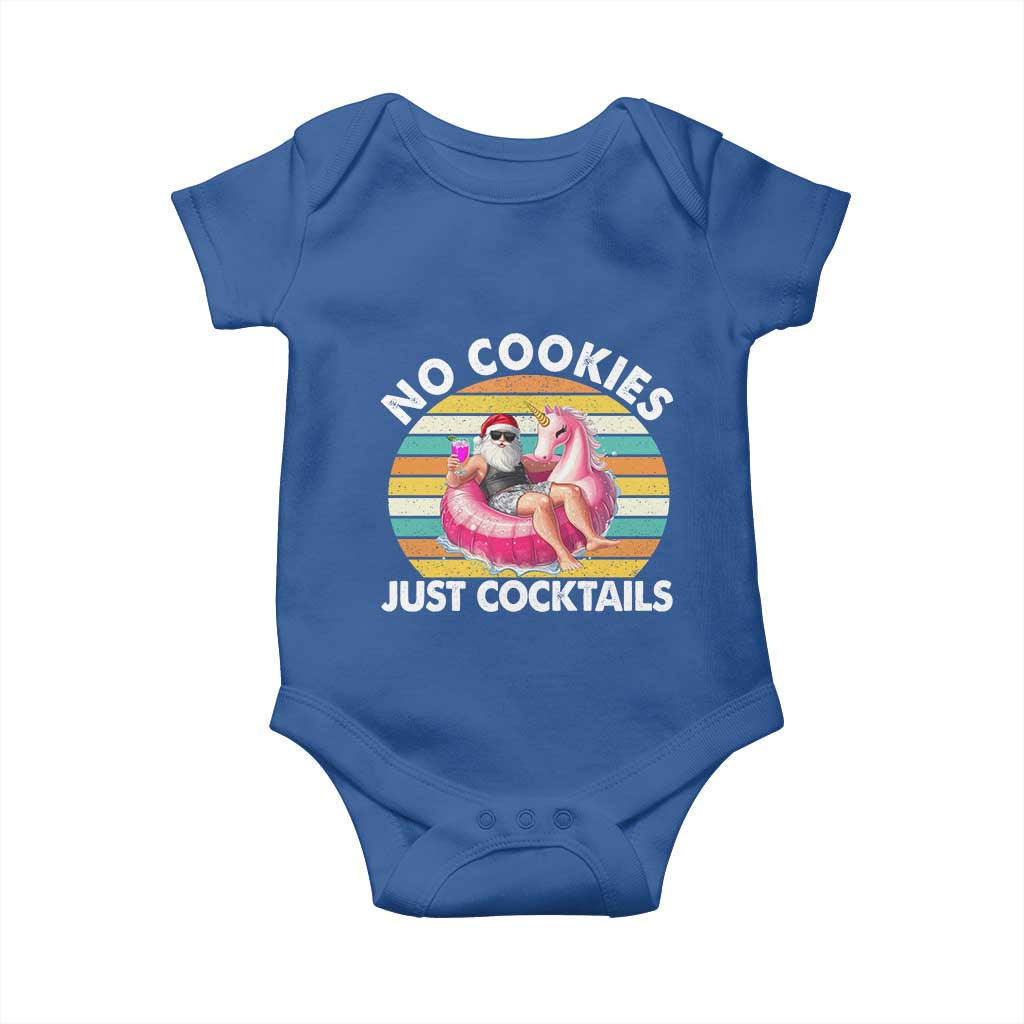 Santa Christmas In July Baby Onesie No Cookies Just Cocktails Flamingo Summer Beach Hawaii - Wonder Print Shop