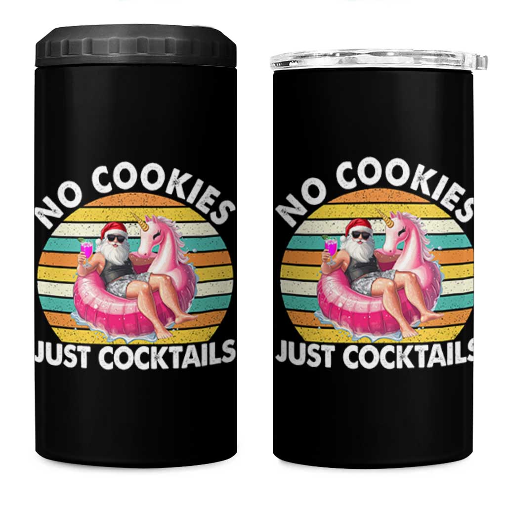 Santa Christmas In July 4 in 1 Can Cooler Tumbler No Cookies Just Cocktails Flamingo Summer Beach Hawaii - Wonder Print Shop