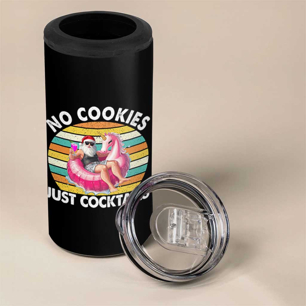 Santa Christmas In July 4 in 1 Can Cooler Tumbler No Cookies Just Cocktails Flamingo Summer Beach Hawaii - Wonder Print Shop