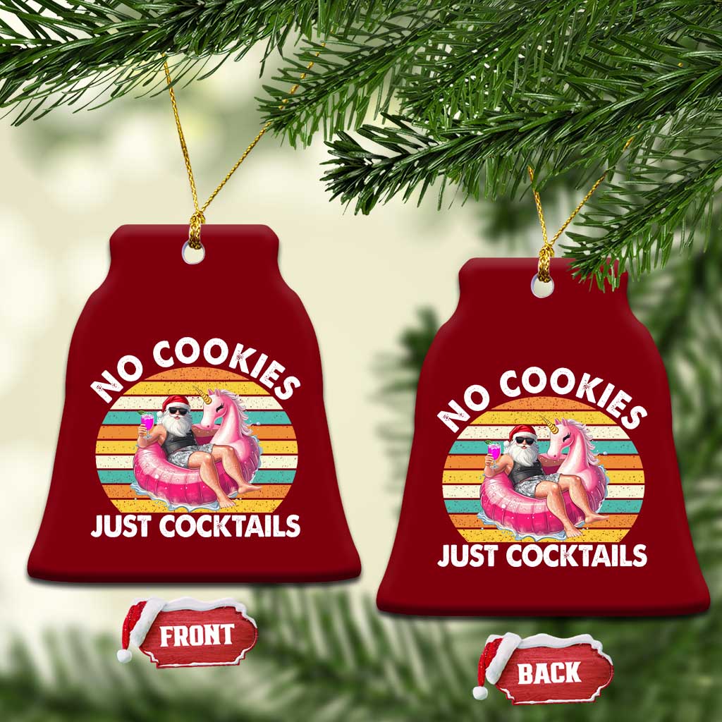 Santa Xmas In July Ceramic Ornament No Cookies Just Cocktails Flamingo Summer Beach Hawaii - Wonder Print Shop