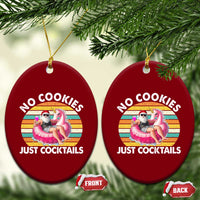 Santa Xmas In July Ceramic Ornament No Cookies Just Cocktails Flamingo Summer Beach Hawaii - Wonder Print Shop