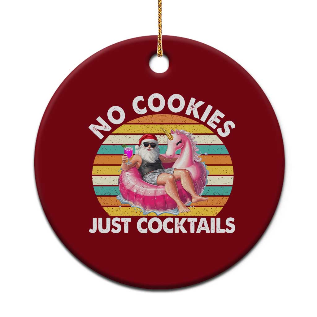 Santa Xmas In July Ceramic Ornament No Cookies Just Cocktails Flamingo Summer Beach Hawaii - Wonder Print Shop