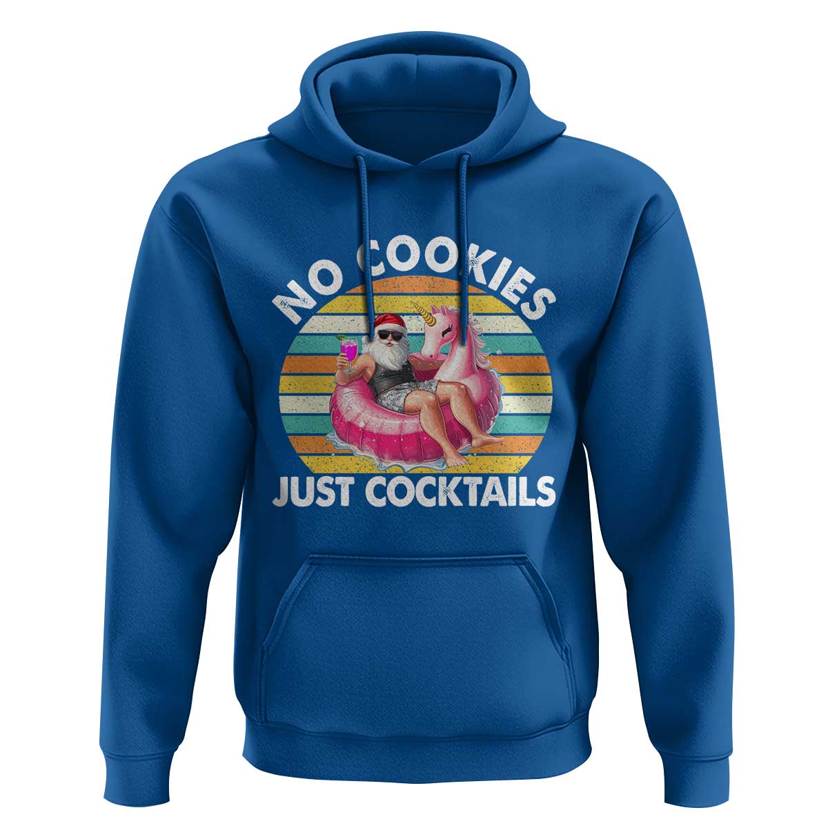 Santa Christmas In July Hoodie No Cookies Just Cocktails Flamingo Summer Beach Hawaii - Wonder Print Shop