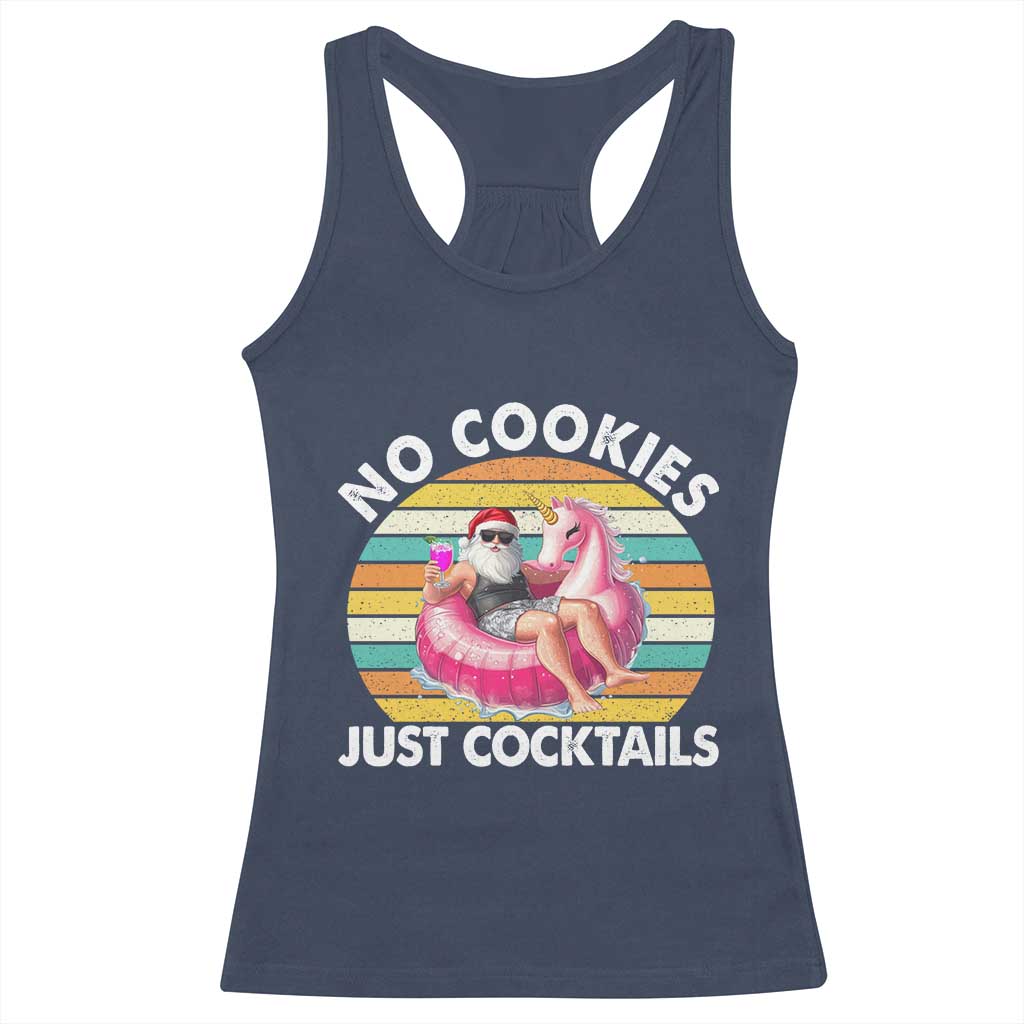 Santa Christmas In July Racerback Tank Top No Cookies Just Cocktails Flamingo Summer Beach Hawaii - Wonder Print Shop