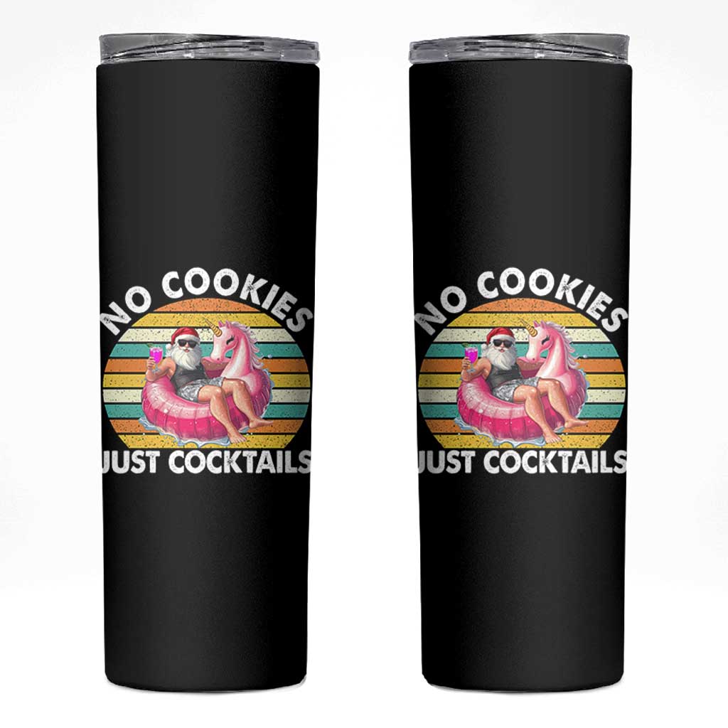 Santa Christmas In July Skinny Tumbler No Cookies Just Cocktails Flamingo Summer Beach Hawaii - Wonder Print Shop