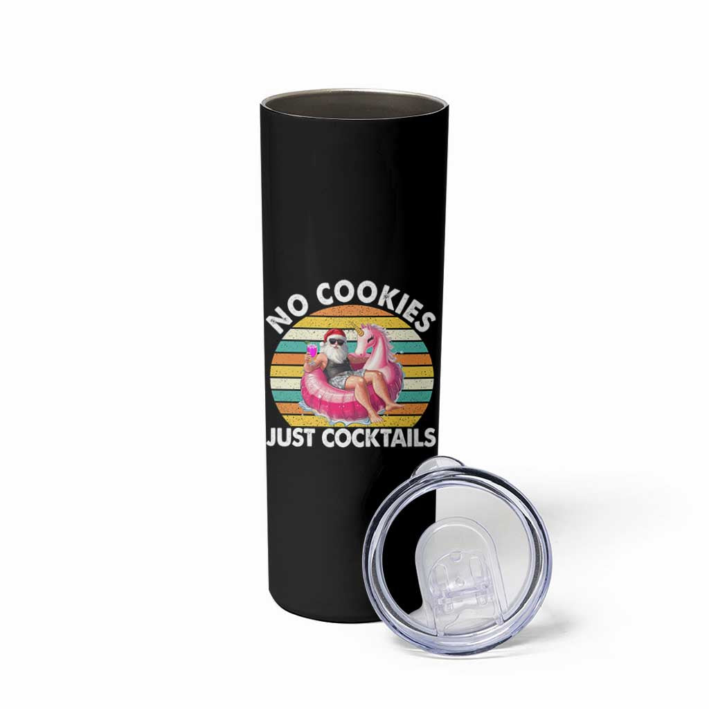 Santa Christmas In July Skinny Tumbler No Cookies Just Cocktails Flamingo Summer Beach Hawaii - Wonder Print Shop