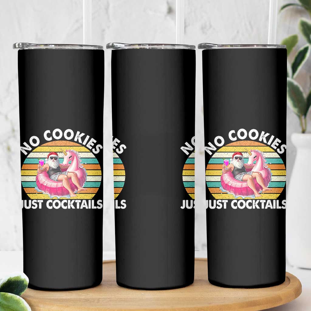 Santa Christmas In July Skinny Tumbler No Cookies Just Cocktails Flamingo Summer Beach Hawaii - Wonder Print Shop
