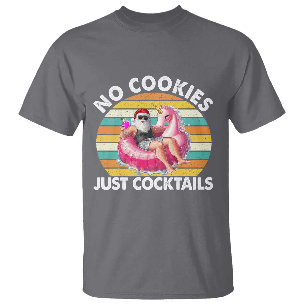 Santa Christmas In July T Shirt No Cookies Just Cocktails Flamingo Summer Beach Hawaii - Wonder Print Shop