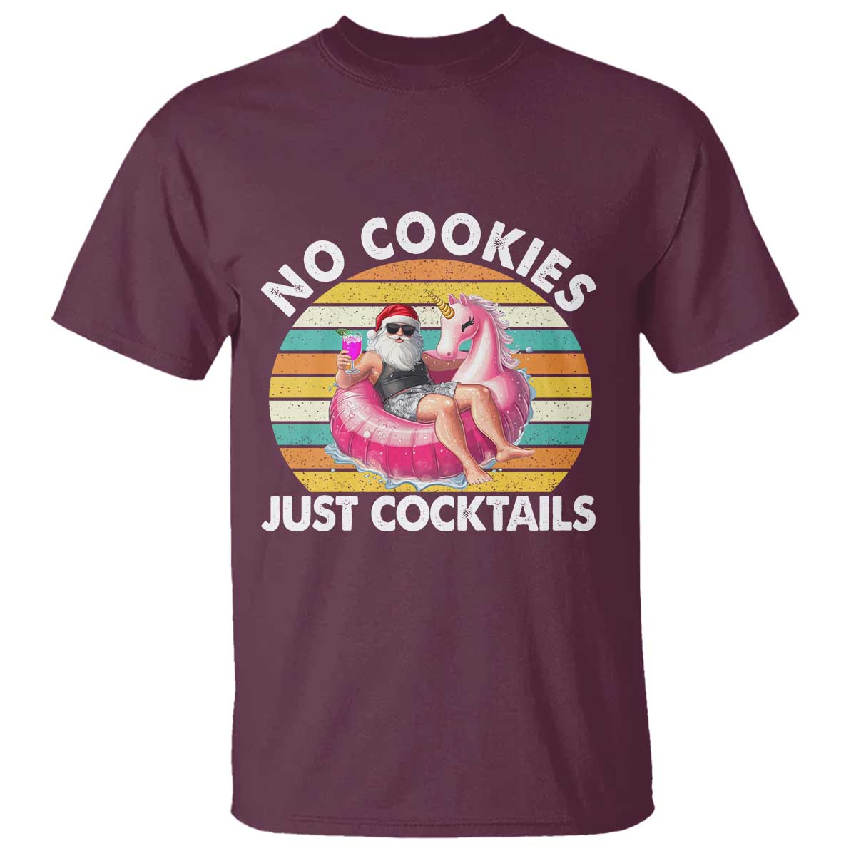 Santa Christmas In July T Shirt No Cookies Just Cocktails Flamingo Summer Beach Hawaii - Wonder Print Shop