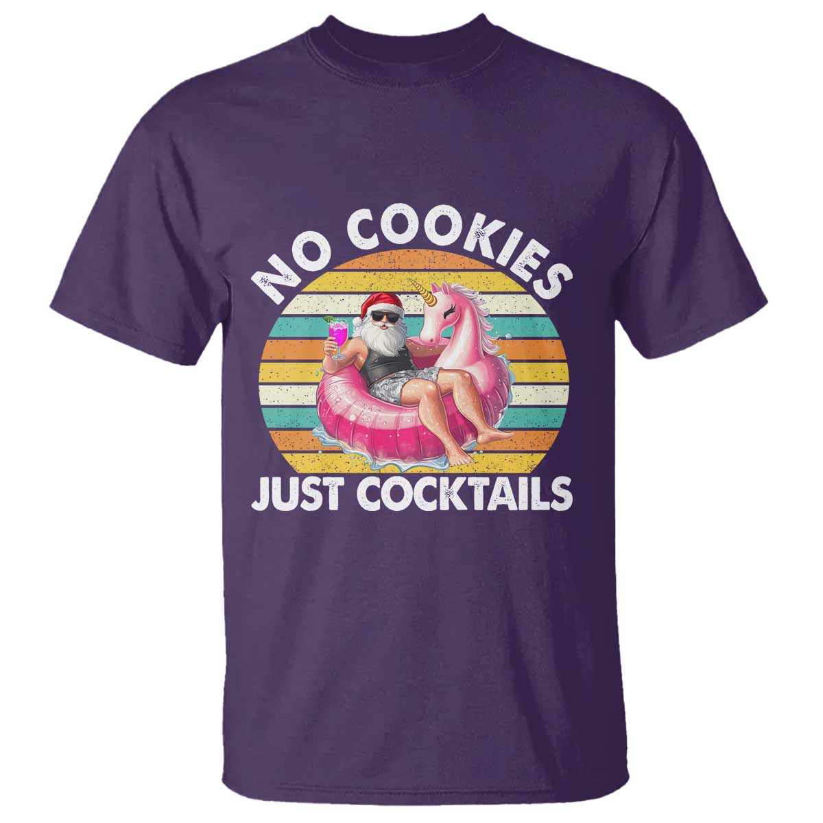 Santa Christmas In July T Shirt No Cookies Just Cocktails Flamingo Summer Beach Hawaii - Wonder Print Shop