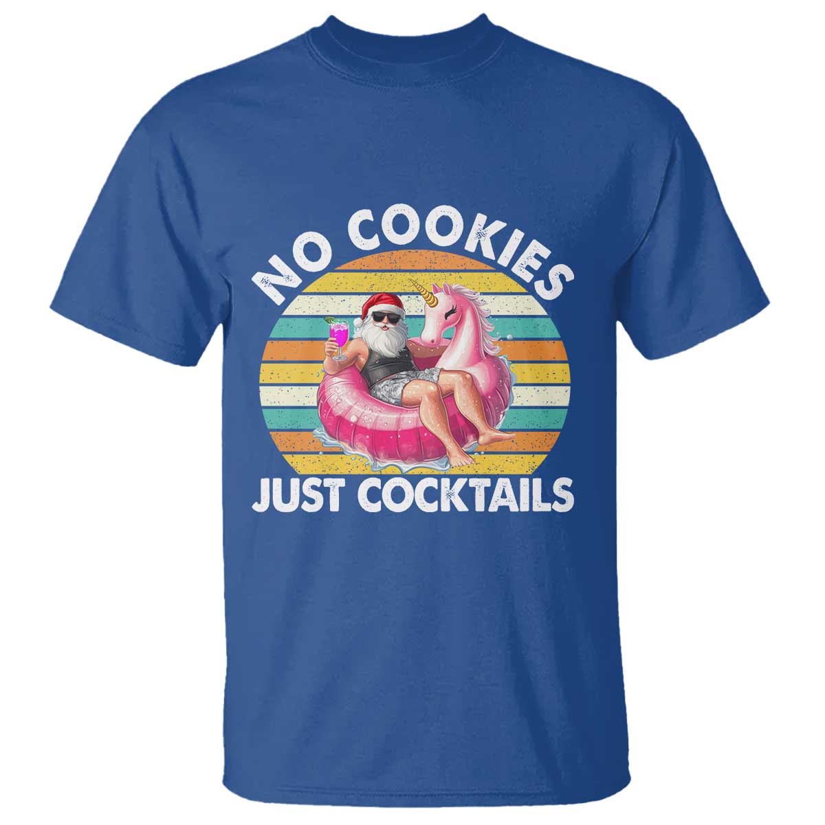 Santa Christmas In July T Shirt No Cookies Just Cocktails Flamingo Summer Beach Hawaii - Wonder Print Shop