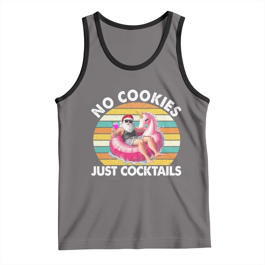 Santa Christmas In July Tank Top No Cookies Just Cocktails Flamingo Summer Beach Hawaii - Wonder Print Shop