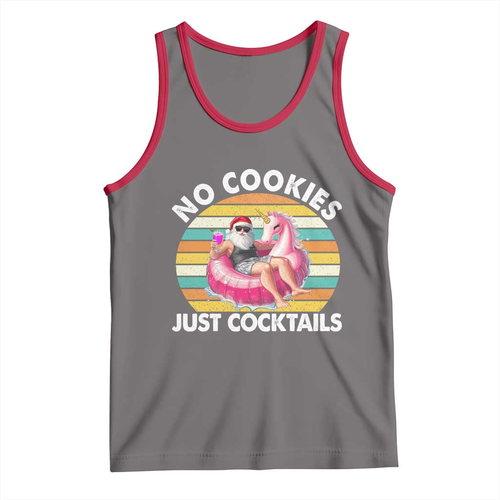 Santa Christmas In July Tank Top No Cookies Just Cocktails Flamingo Summer Beach Hawaii - Wonder Print Shop