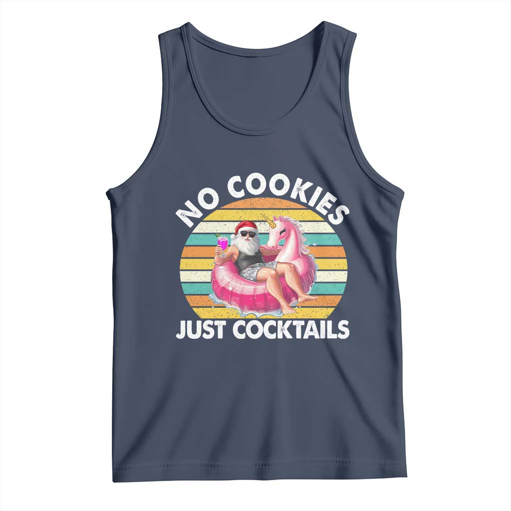 Santa Christmas In July Tank Top No Cookies Just Cocktails Flamingo Summer Beach Hawaii - Wonder Print Shop