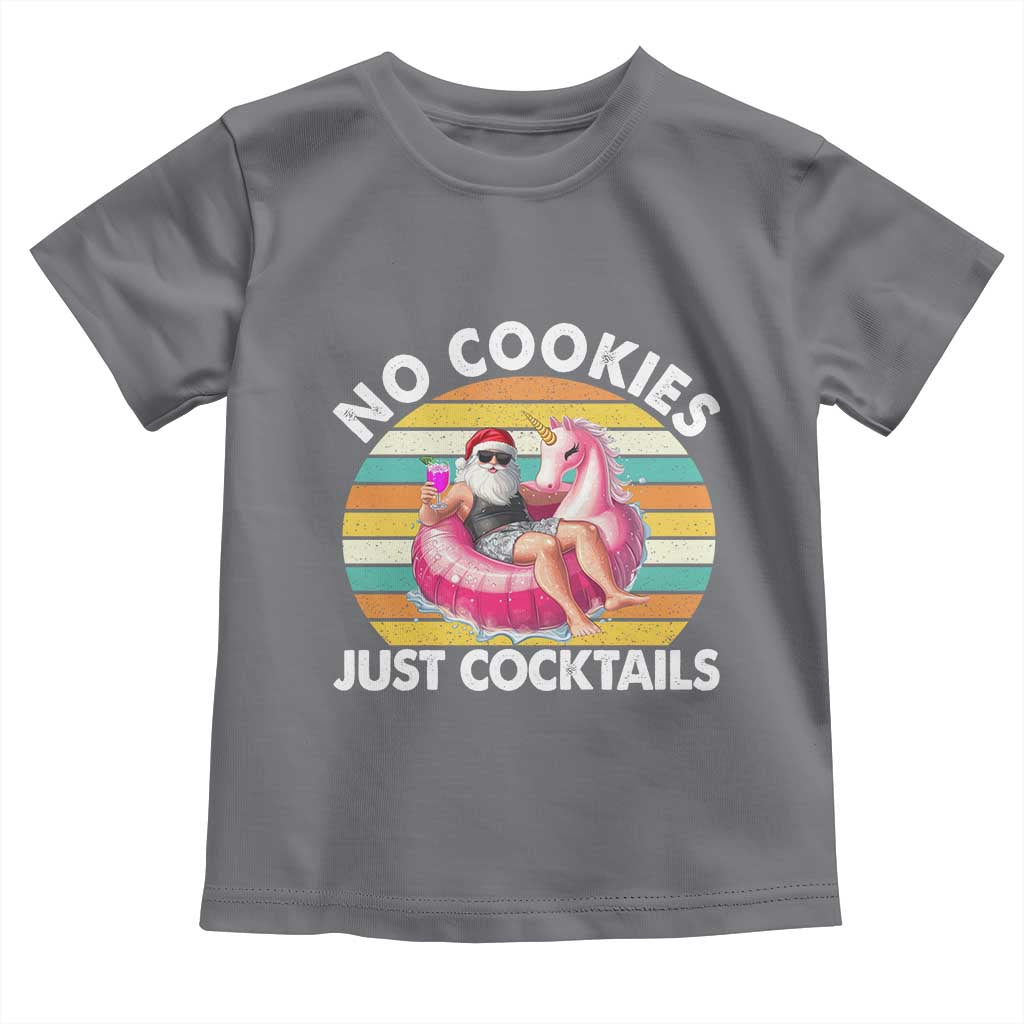 Santa Christmas In July Toddler T Shirt No Cookies Just Cocktails Flamingo Summer Beach Hawaii - Wonder Print Shop