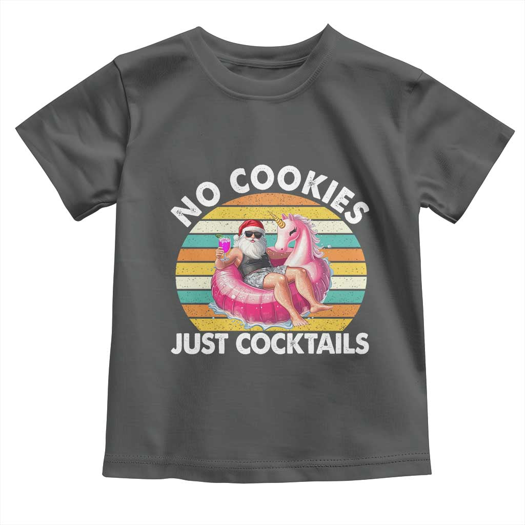 Santa Christmas In July Toddler T Shirt No Cookies Just Cocktails Flamingo Summer Beach Hawaii - Wonder Print Shop