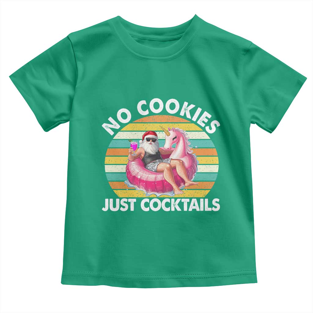 Santa Christmas In July Toddler T Shirt No Cookies Just Cocktails Flamingo Summer Beach Hawaii - Wonder Print Shop