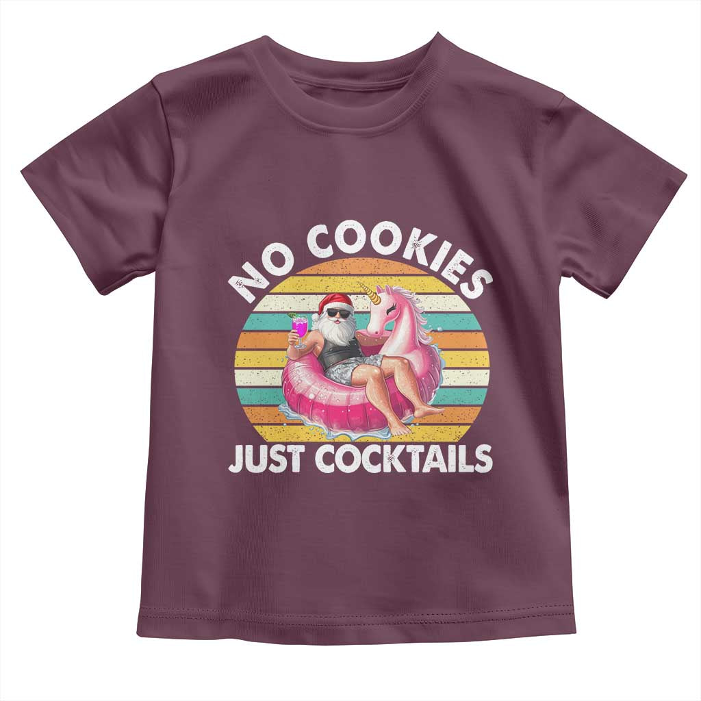 Santa Christmas In July Toddler T Shirt No Cookies Just Cocktails Flamingo Summer Beach Hawaii - Wonder Print Shop
