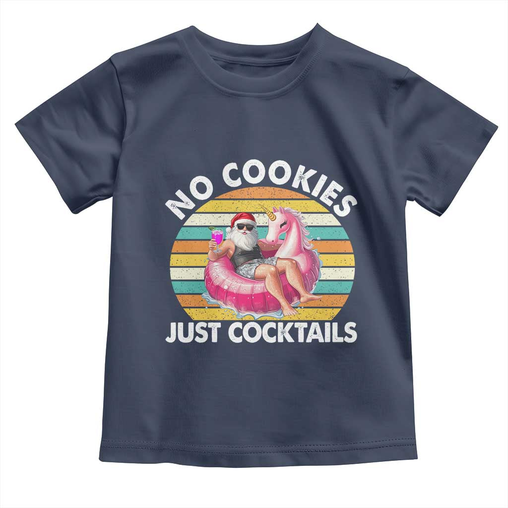 Santa Christmas In July Toddler T Shirt No Cookies Just Cocktails Flamingo Summer Beach Hawaii - Wonder Print Shop