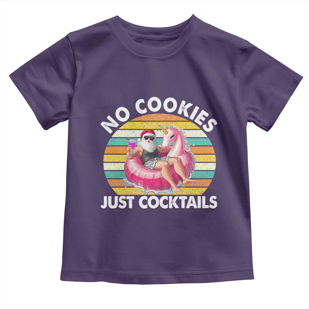 Santa Christmas In July Toddler T Shirt No Cookies Just Cocktails Flamingo Summer Beach Hawaii - Wonder Print Shop