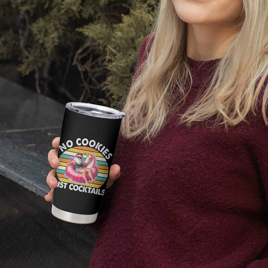 Santa Christmas In July Tumbler Cup No Cookies Just Cocktails Flamingo Summer Beach Hawaii - Wonder Print Shop