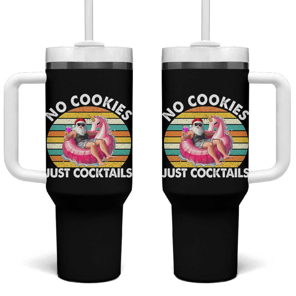 Santa Christmas In July Tumbler With Handle No Cookies Just Cocktails Flamingo Summer Beach Hawaii - Wonder Print Shop