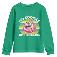 Santa Christmas In July Youth Sweatshirt No Cookies Just Cocktails Flamingo Summer Beach Hawaii - Wonder Print Shop