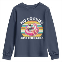 Santa Christmas In July Youth Sweatshirt No Cookies Just Cocktails Flamingo Summer Beach Hawaii - Wonder Print Shop