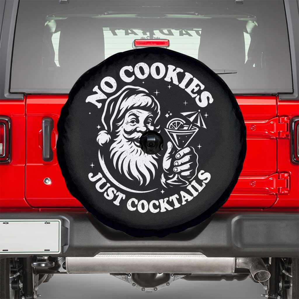 Funny Santa Christmas In July Spare Tire Cover No Cookies Just Cocktails Summer Xmas - Wonder Print Shop