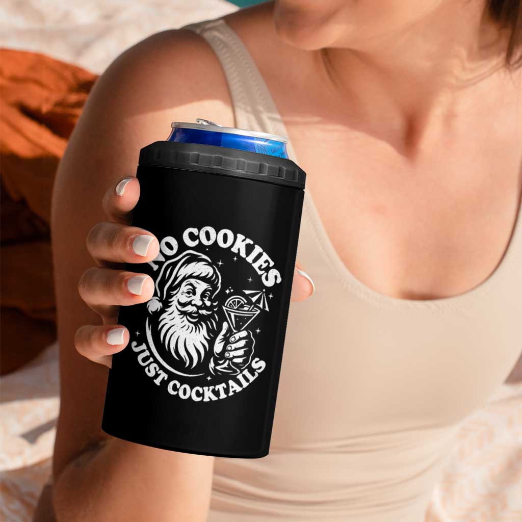 Funny Santa Christmas In July 4 in 1 Can Cooler Tumbler No Cookies Just Cocktails Summer Xmas - Wonder Print Shop
