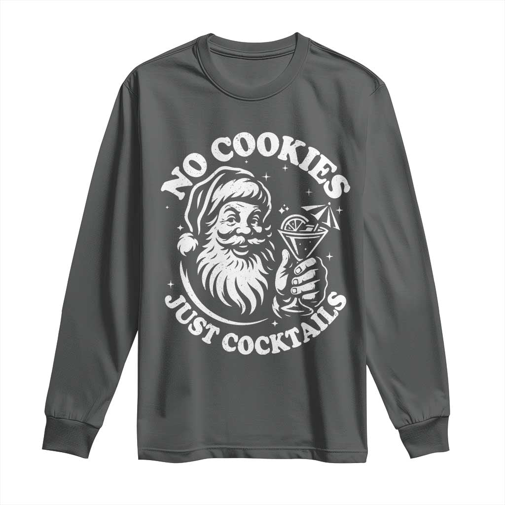 Funny Santa Christmas In July Long Sleeve Shirt No Cookies Just Cocktails Summer Xmas - Wonder Print Shop