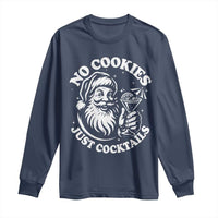 Funny Santa Christmas In July Long Sleeve Shirt No Cookies Just Cocktails Summer Xmas - Wonder Print Shop