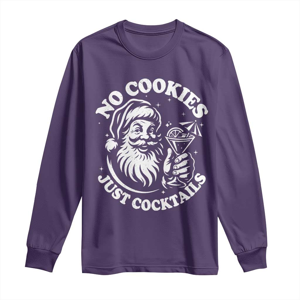 Funny Santa Christmas In July Long Sleeve Shirt No Cookies Just Cocktails Summer Xmas - Wonder Print Shop
