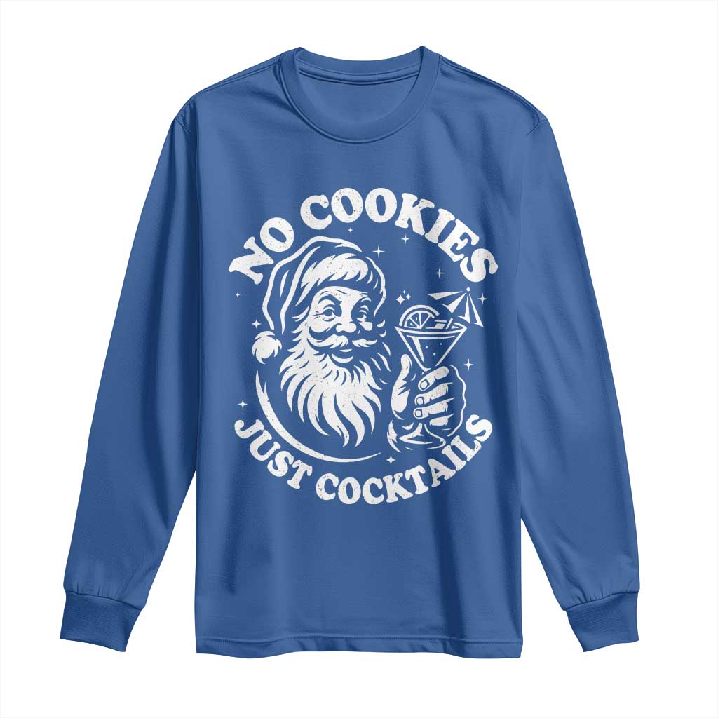 Funny Santa Christmas In July Long Sleeve Shirt No Cookies Just Cocktails Summer Xmas - Wonder Print Shop