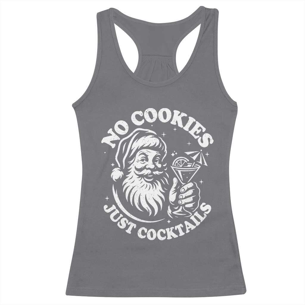 Funny Santa Christmas In July Racerback Tank Top No Cookies Just Cocktails Summer Xmas - Wonder Print Shop