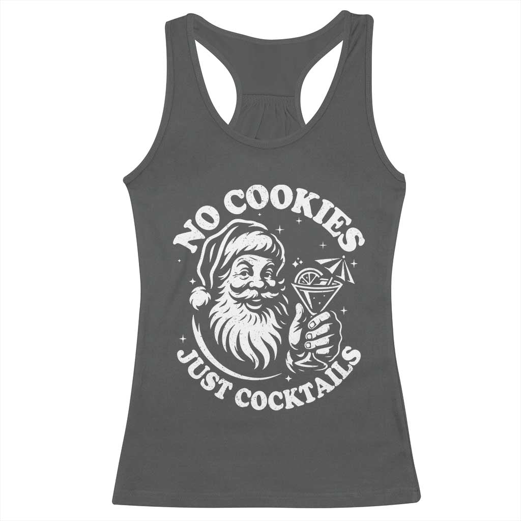 Funny Santa Christmas In July Racerback Tank Top No Cookies Just Cocktails Summer Xmas - Wonder Print Shop